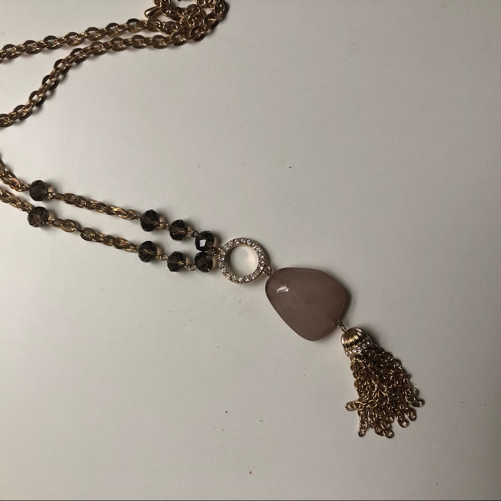 Long gold necklace